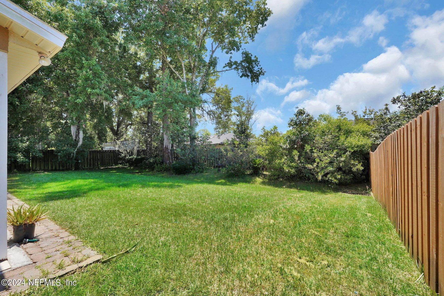 A live oak over the garden of a home she listed in Jacksonville